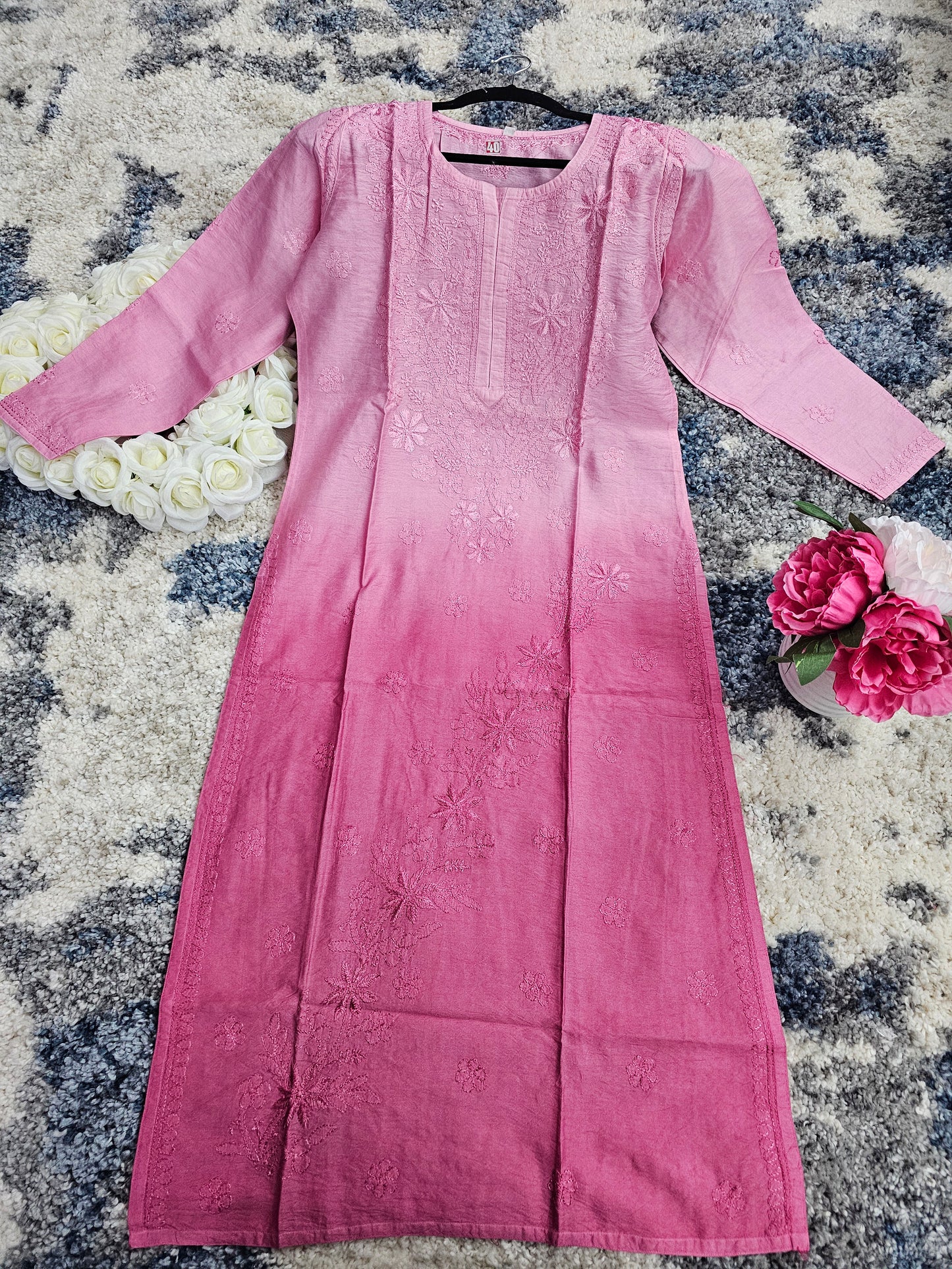 Chanderi Silk Lucknowi Chikan Kari Kurti Style 2