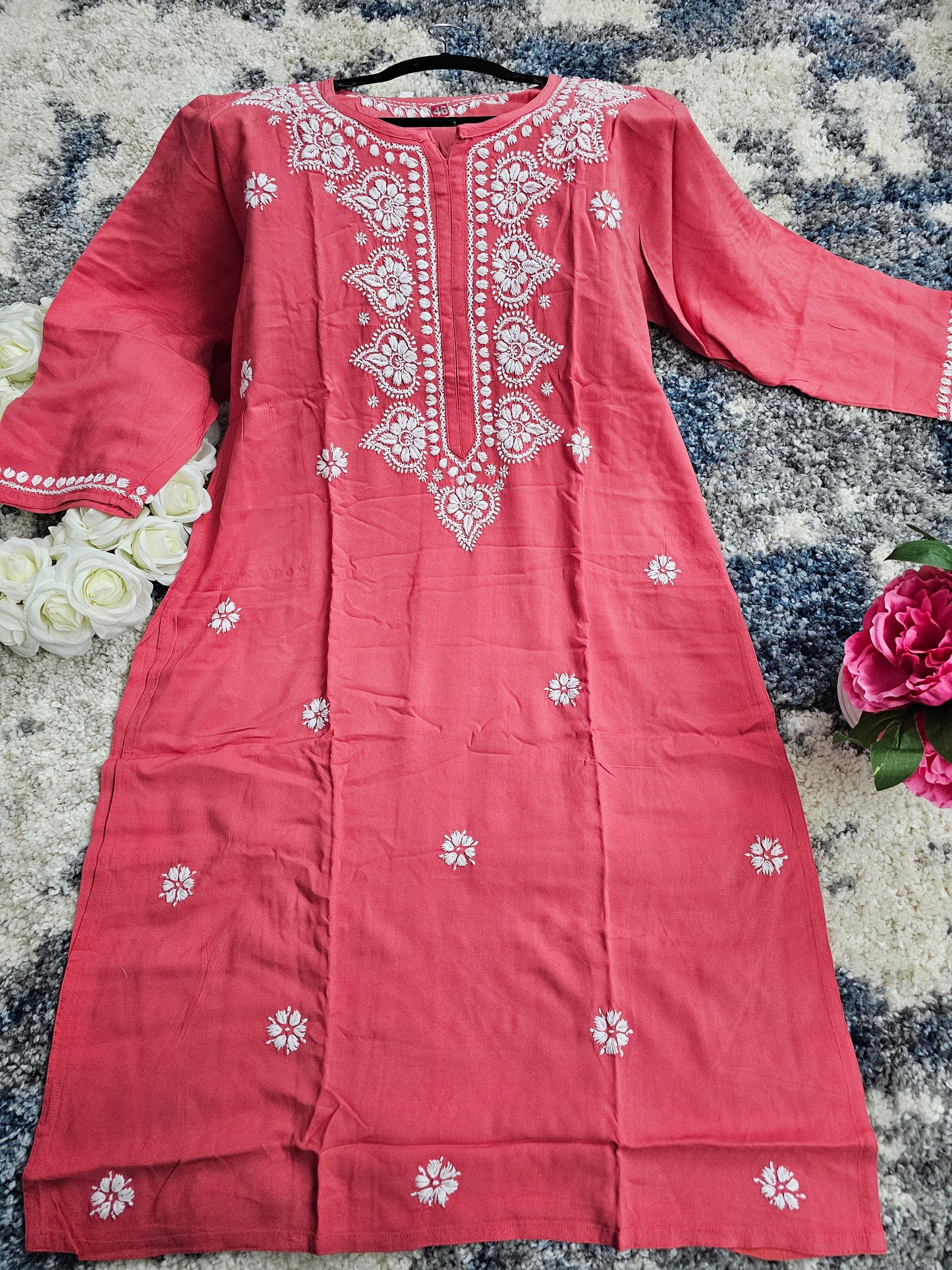 Rayon Lucknowi Chikan Kari Kurti Style 2