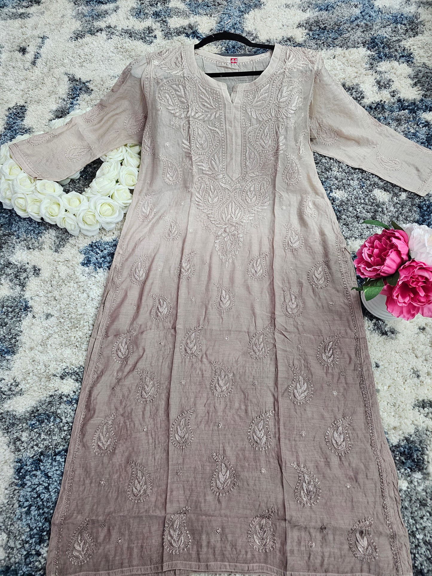 Chanderi Silk Lucknowi Chikan Kari Kurti Style 1