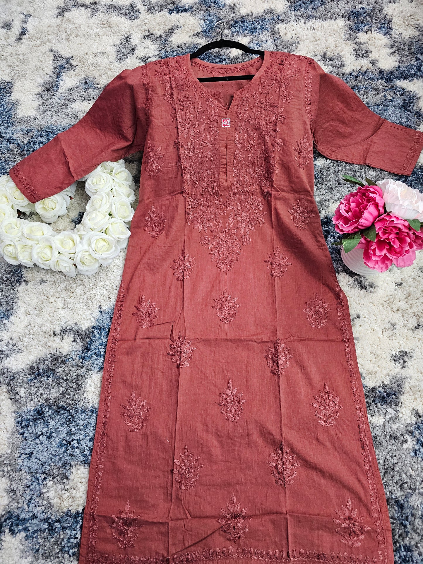 Cotton Lucknowi Chikan Kari Kurti Style 1