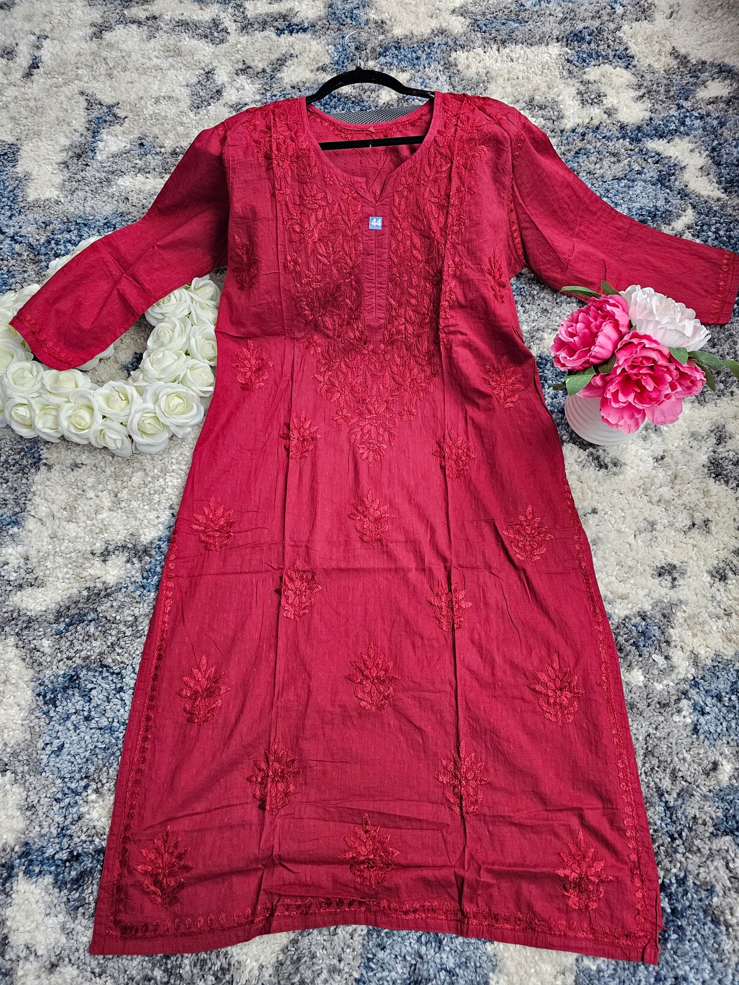Cotton Lucknowi Chikan Kari Kurti Style 1