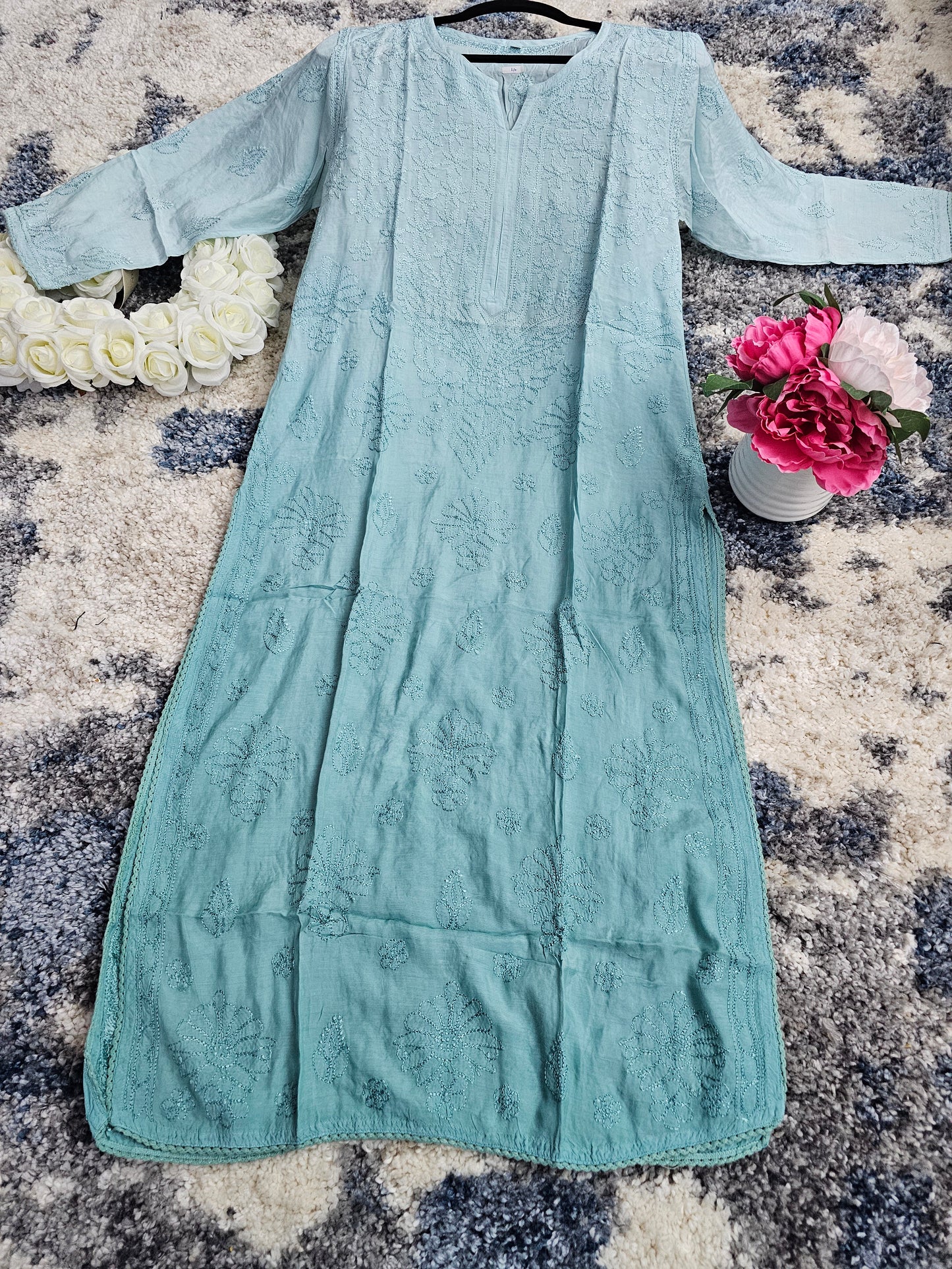 Muslin Lucknowi Chikan Kari Kurti Style 2