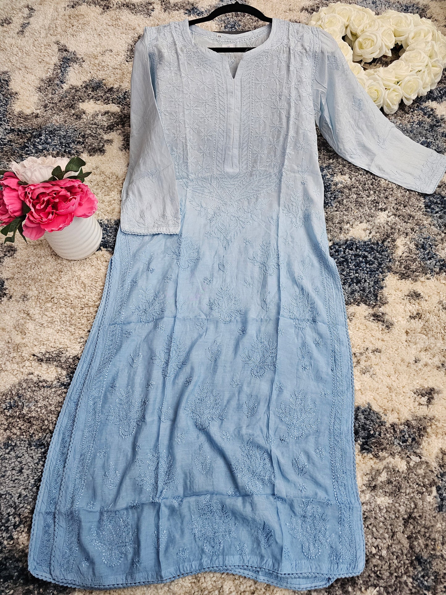 Muslin Lucknowi Chikan Kari Kurti Style 2