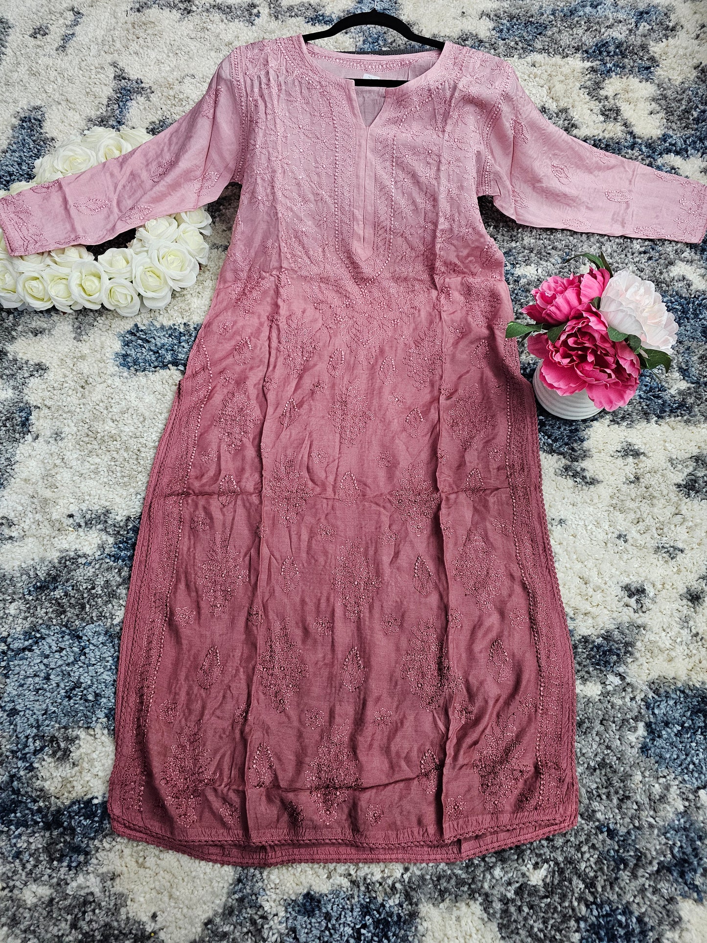 Muslin Lucknowi Chikan Kari Kurti Style 2