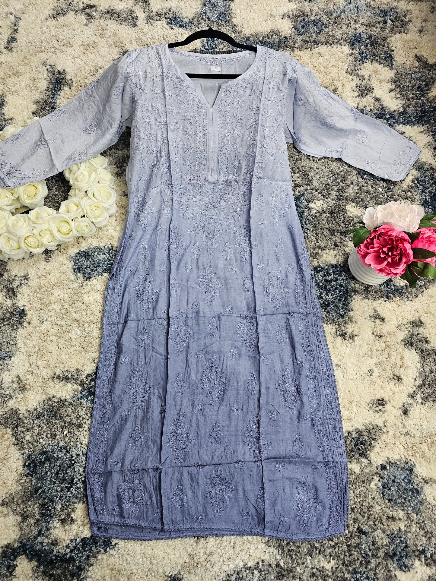 Muslin Lucknowi Chikan Kari Kurti Style 2