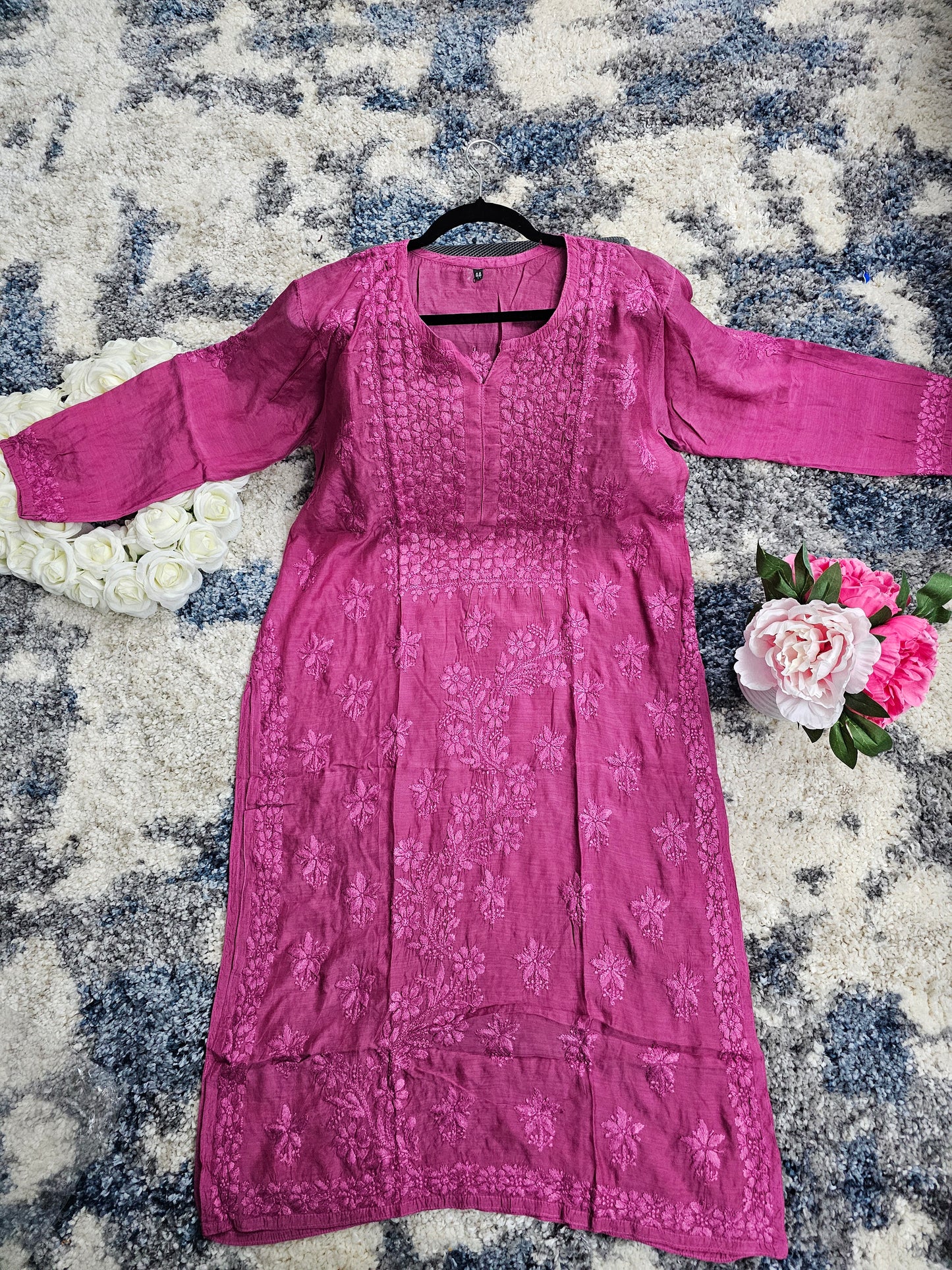 Muslin Lucknowi Chikan Kari Kurti Style 1