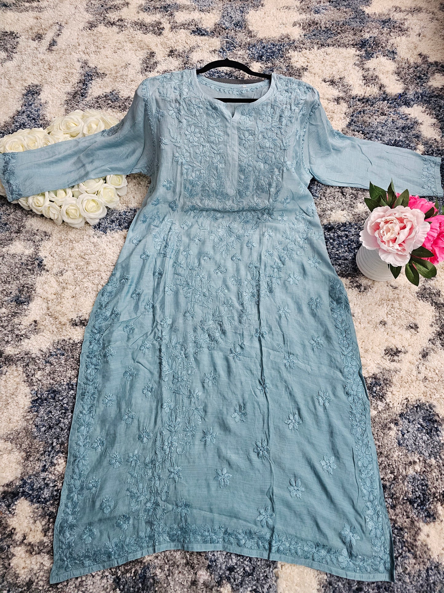 Muslin Lucknowi Chikan Kari Kurti Style 1