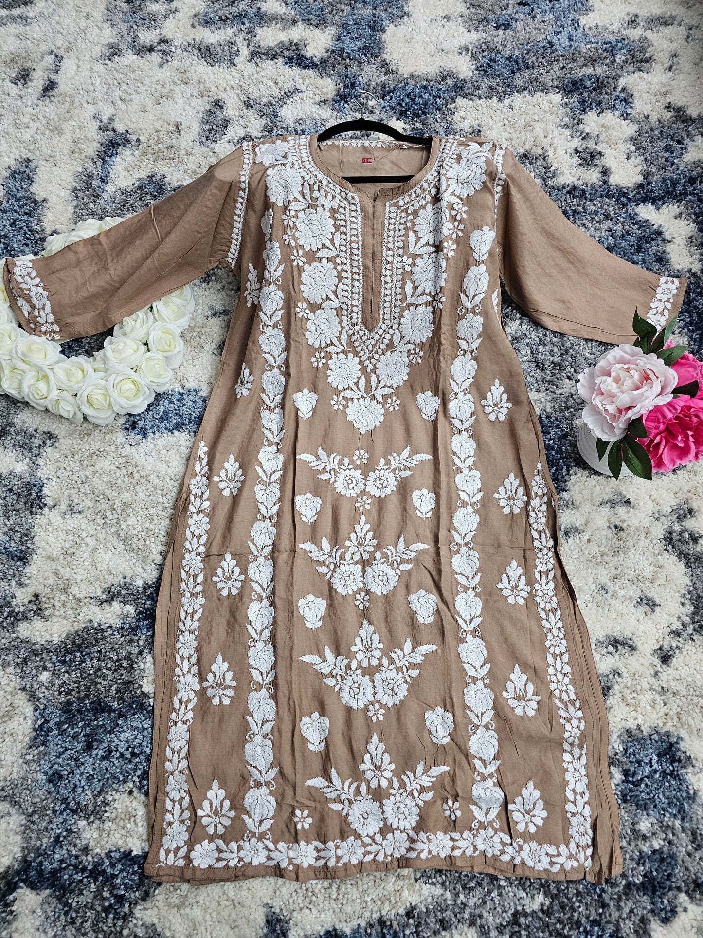 Muslin Lucknowi Chikan Kari Kurti Style 1