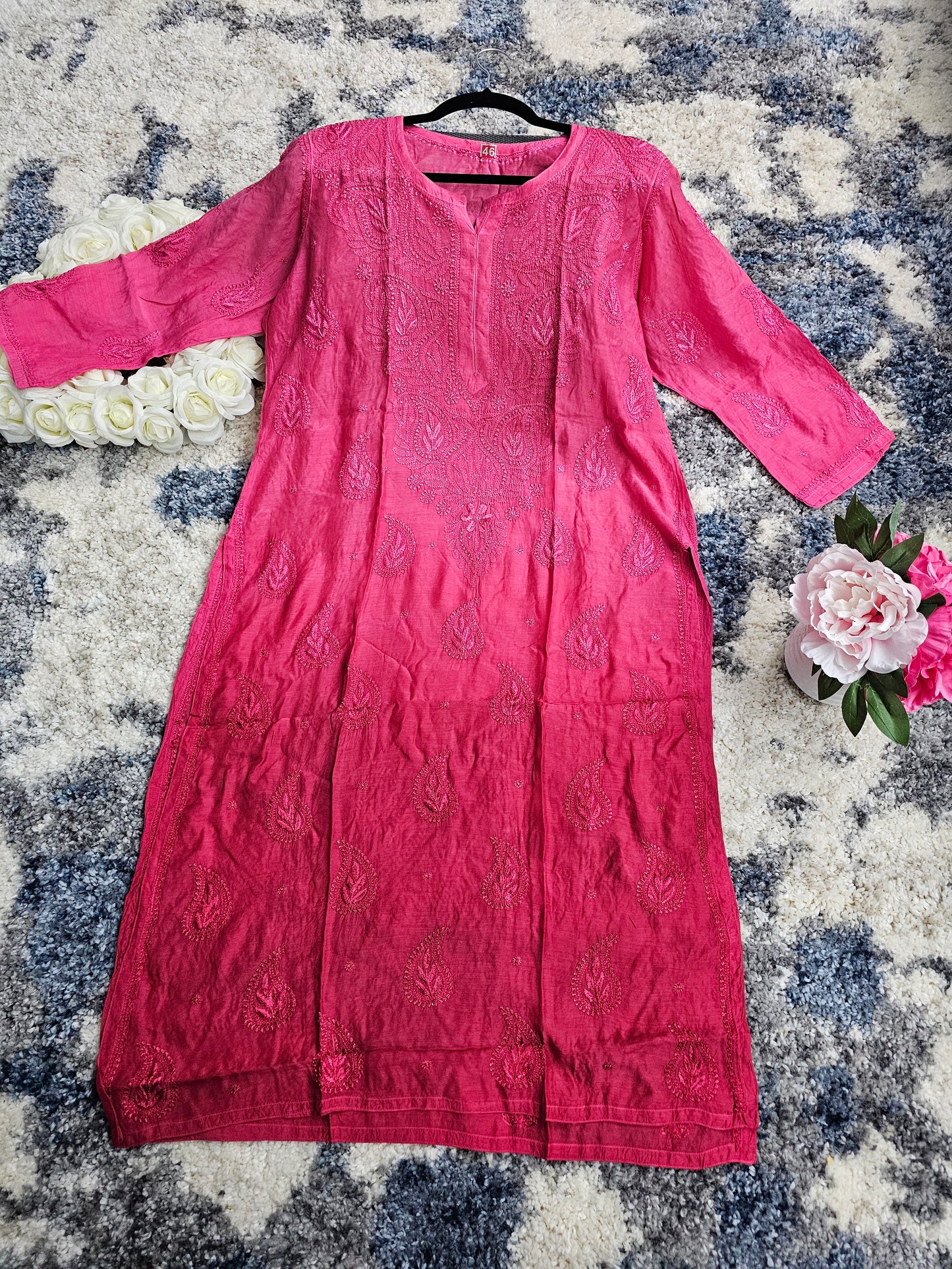 Muslin Lucknowi Chikan Kari Kurti Style 3