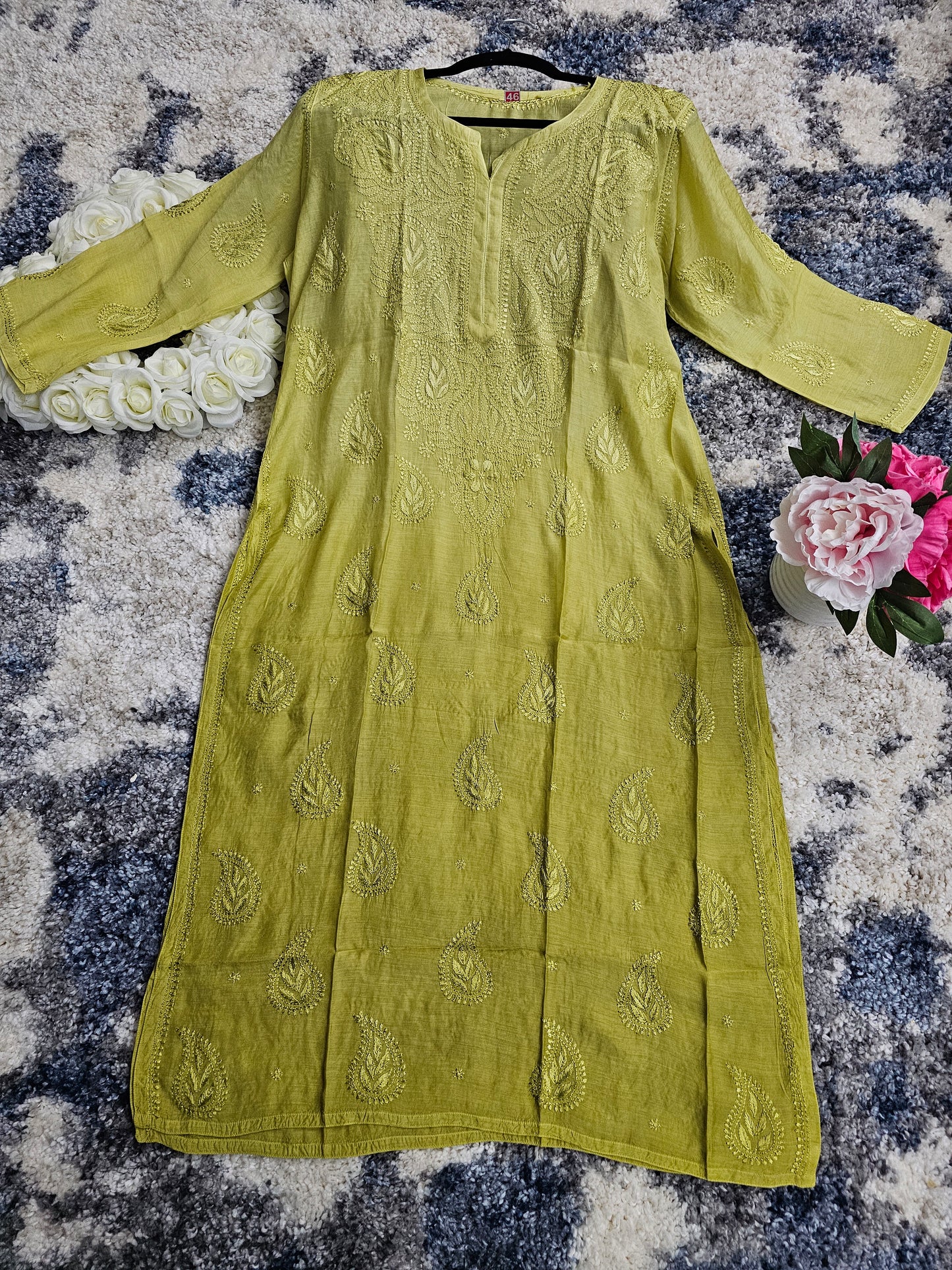 Muslin Lucknowi Chikan Kari Kurti Style 3