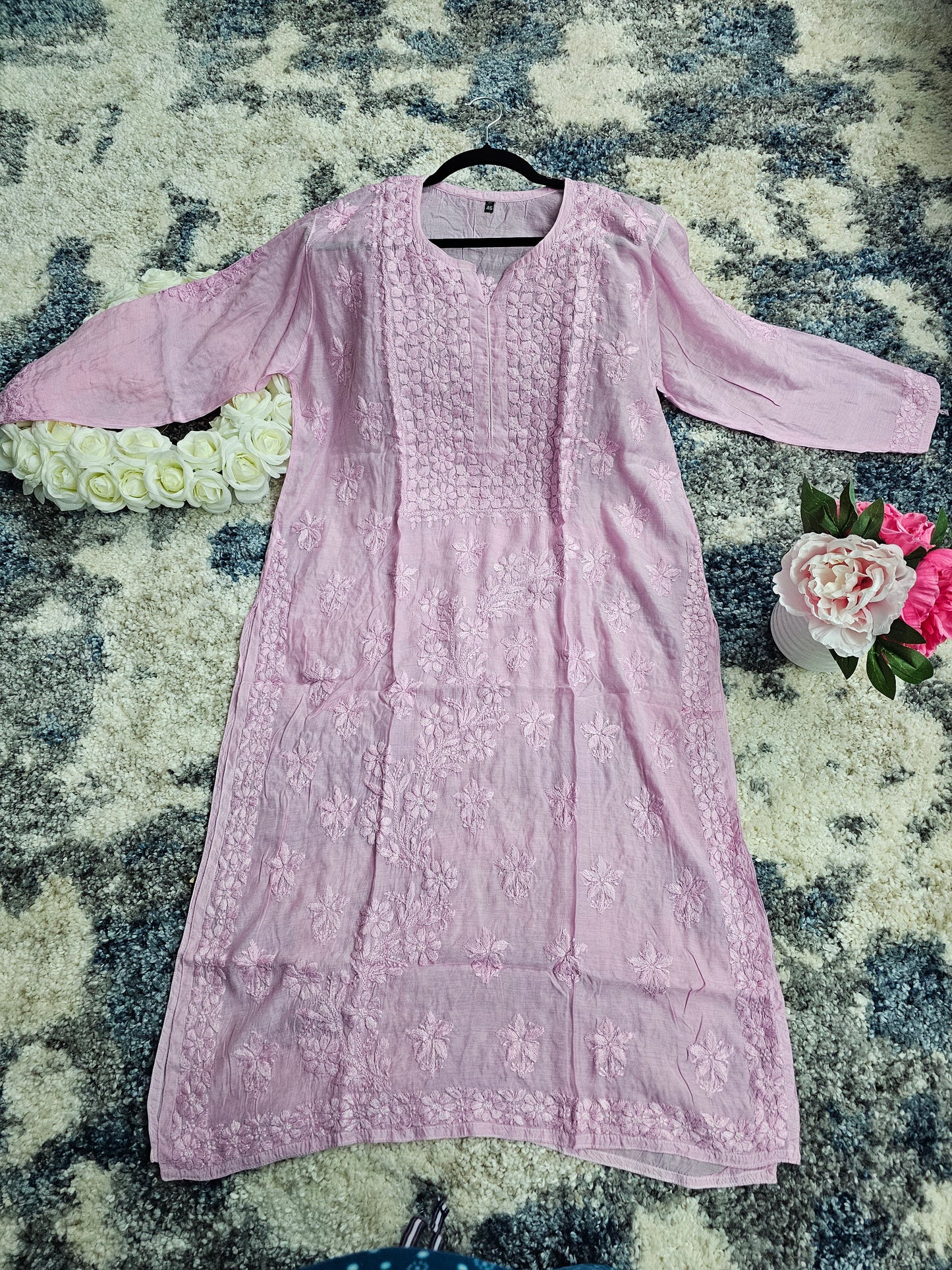 Muslin Lucknowi Chikan Kari Kurti Style 1