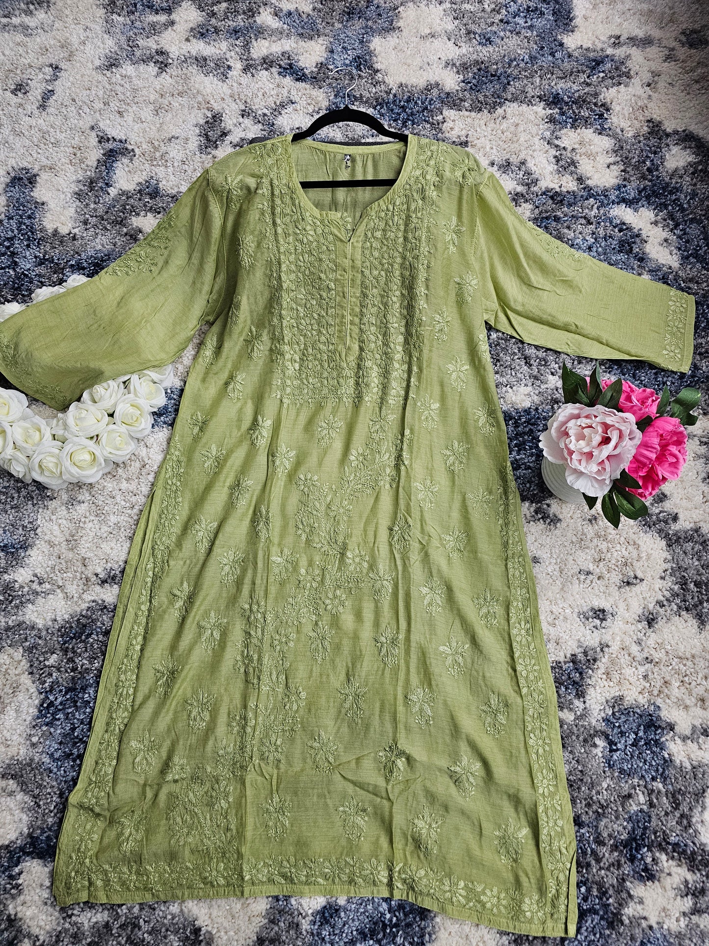 Muslin Lucknowi Chikan Kari Kurti Style 1