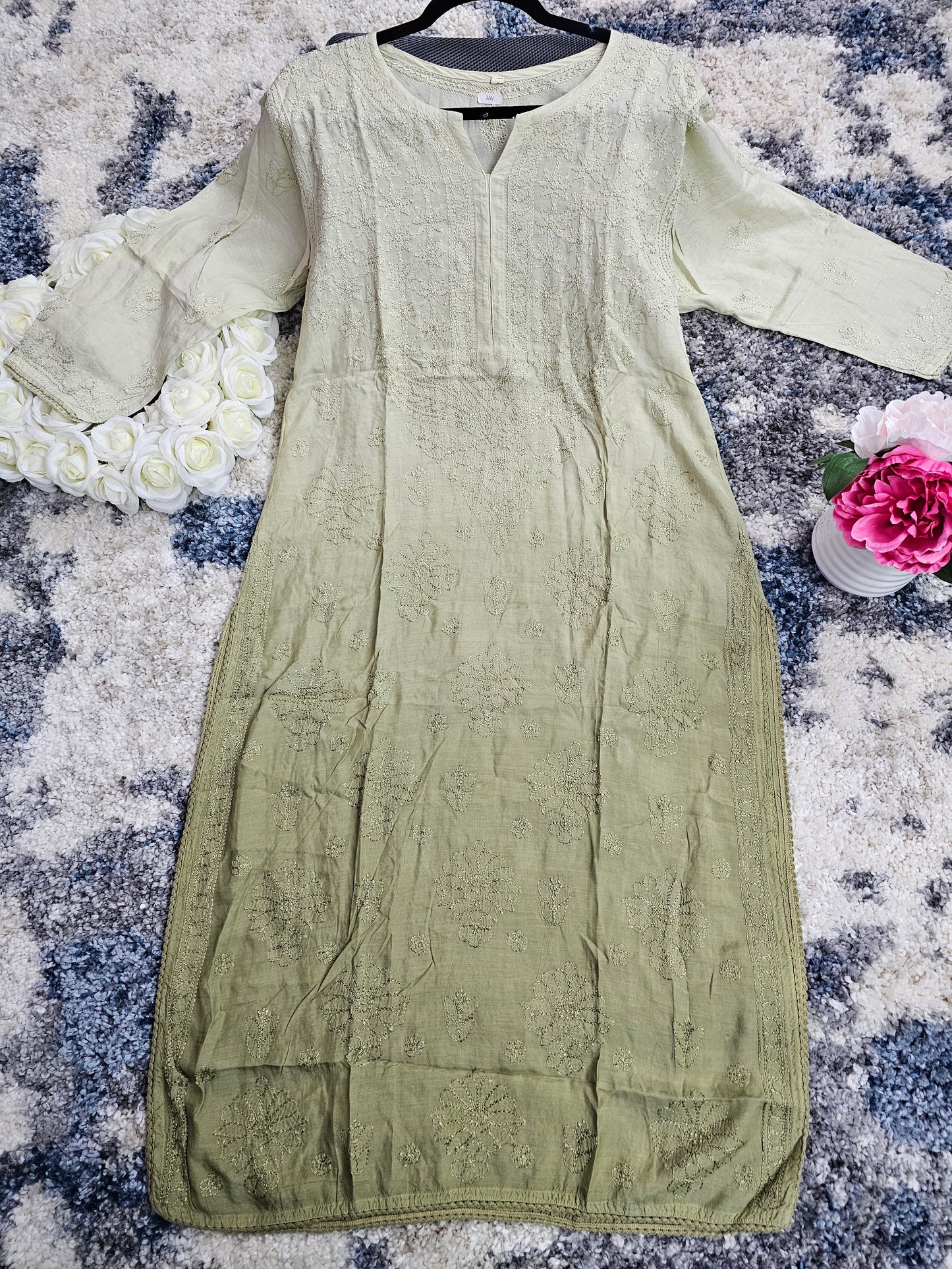 Muslin Lucknowi Chikan Kari Kurti Style 2