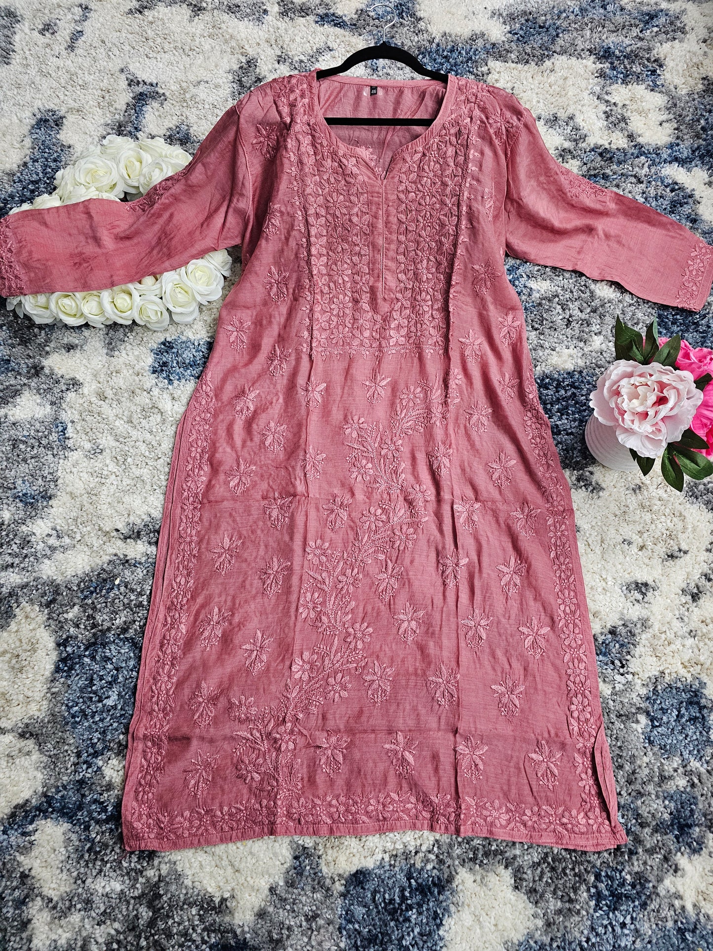 Muslin Lucknowi Chikan Kari Kurti Style 1