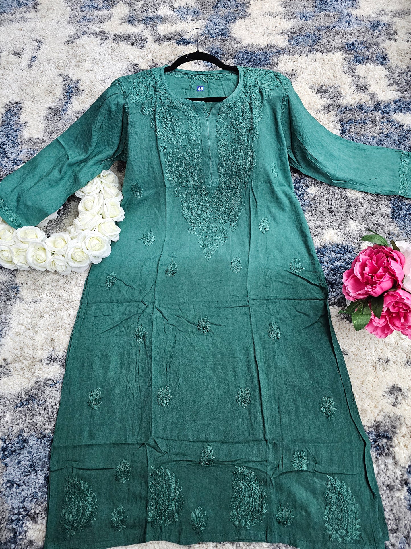 Rayon Lucknowi Chikan Kari Kurti Style 2