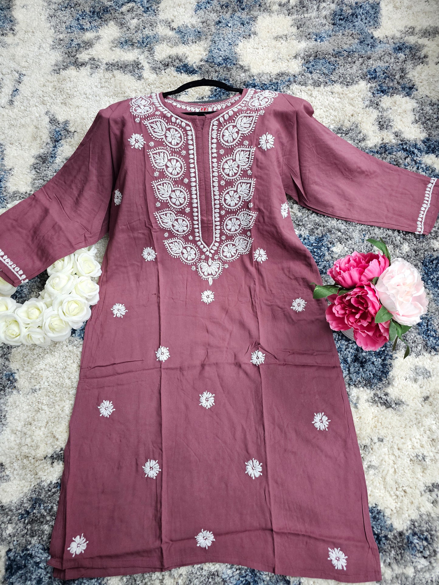 Rayon Lucknowi Chikan Kari Kurti Style 1