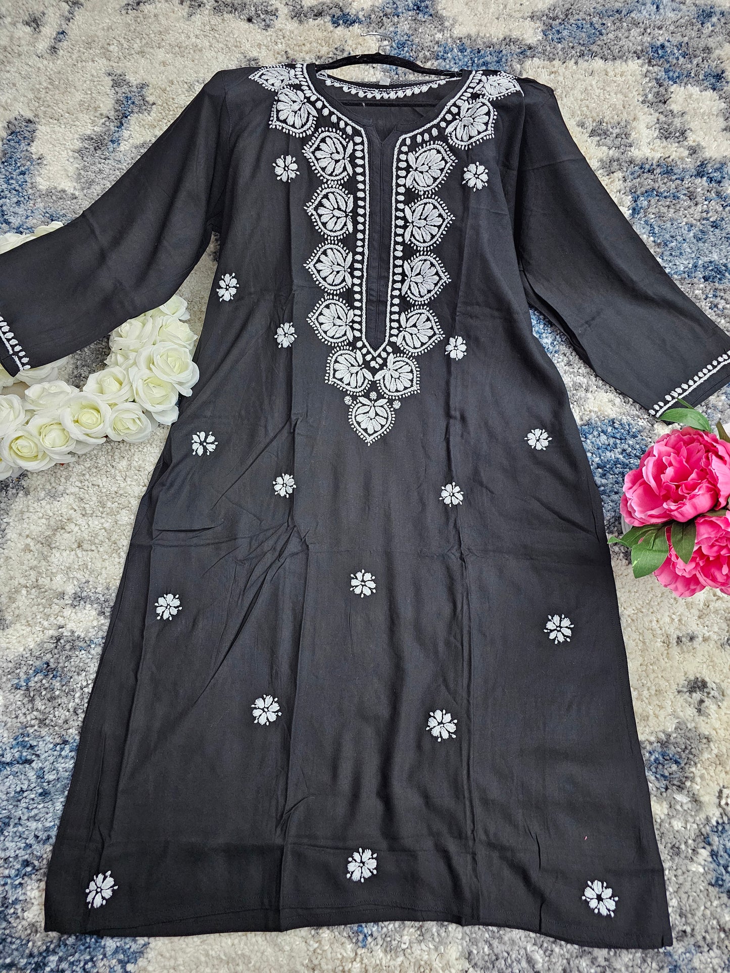Rayon Lucknowi Chikan Kari Kurti Style 2