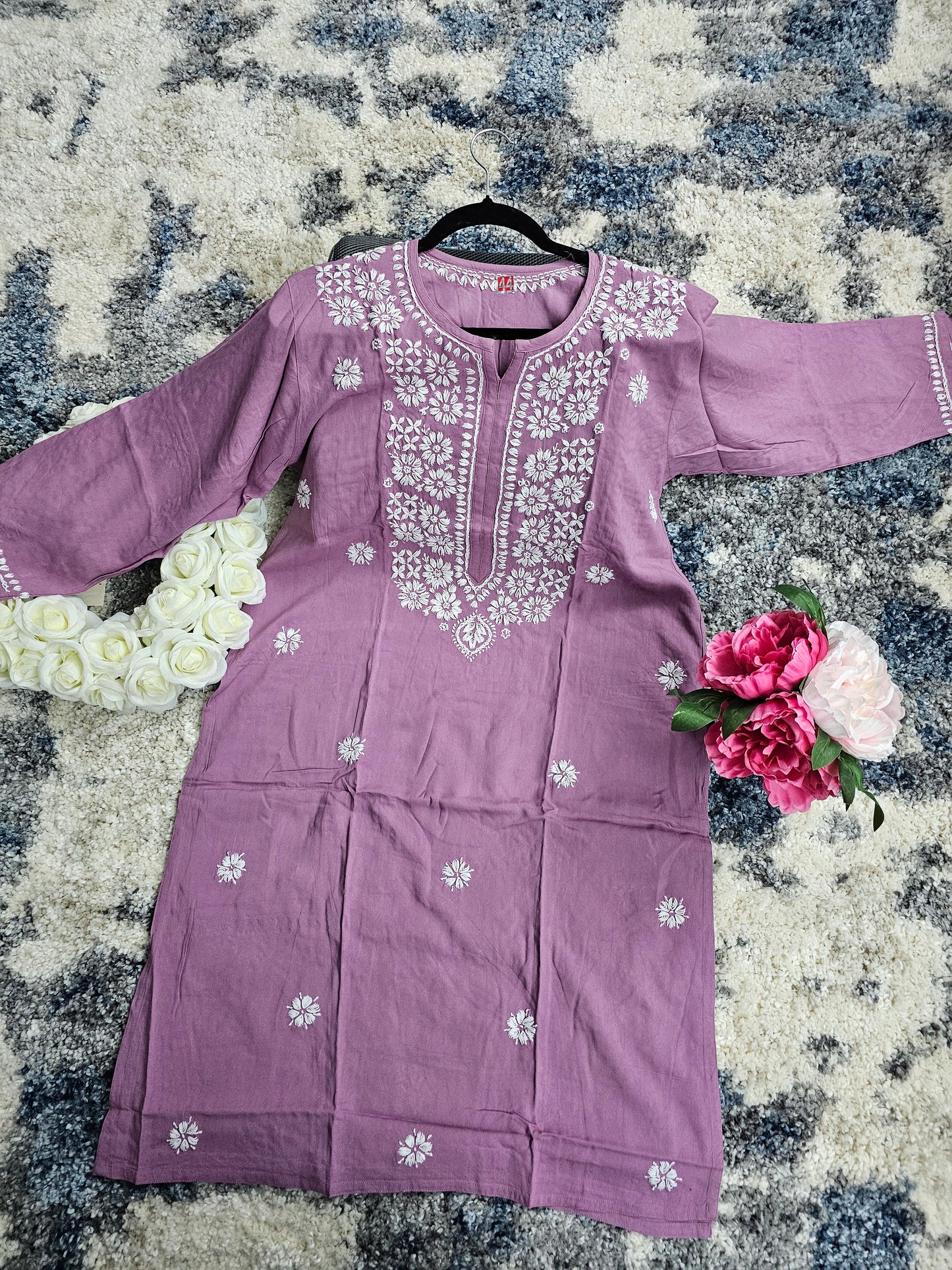 Rayon Lucknowi Chikan Kari Kurti Style 1