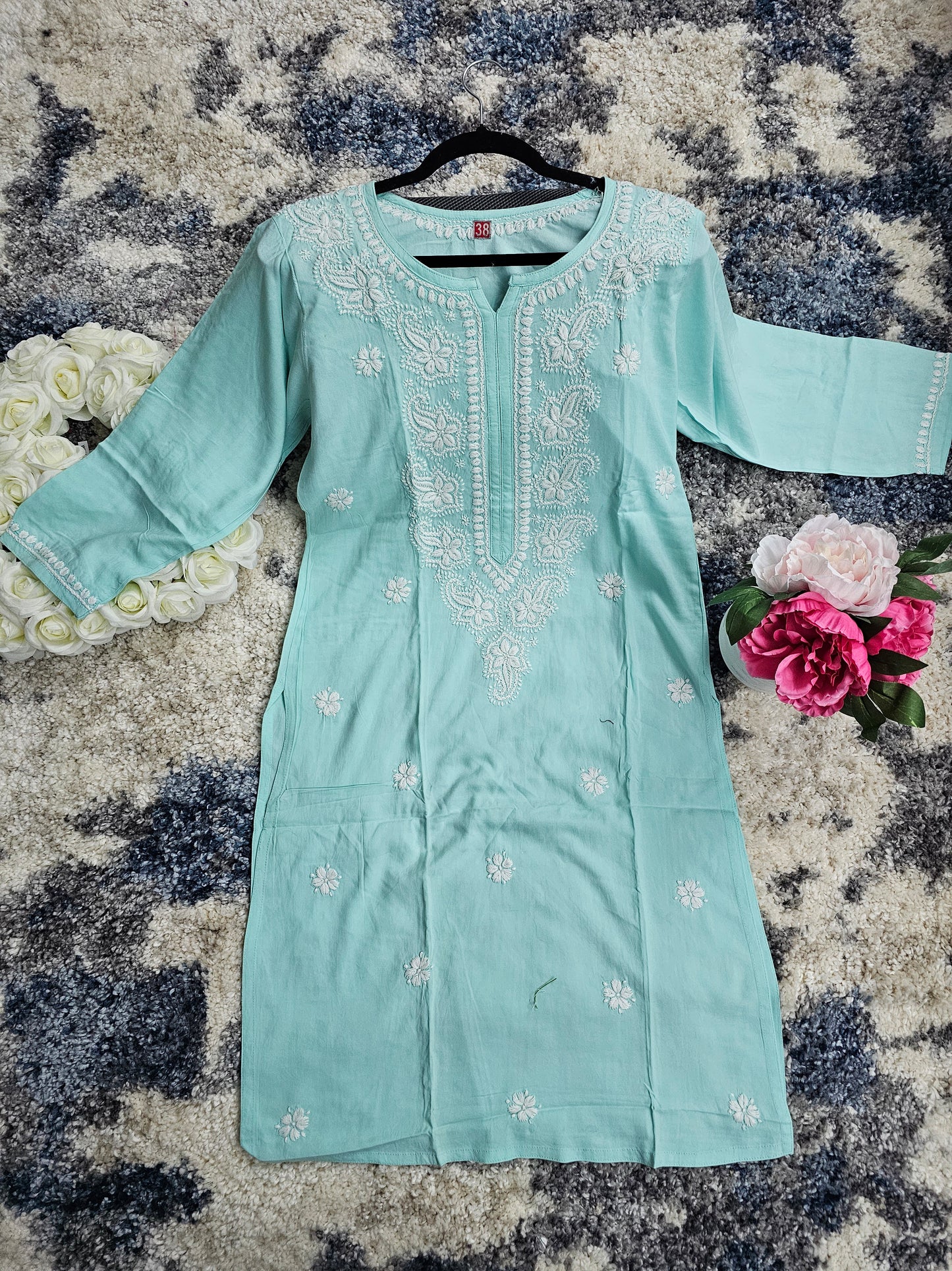 Rayon Lucknowi Chikan Kari Kurti Style 1