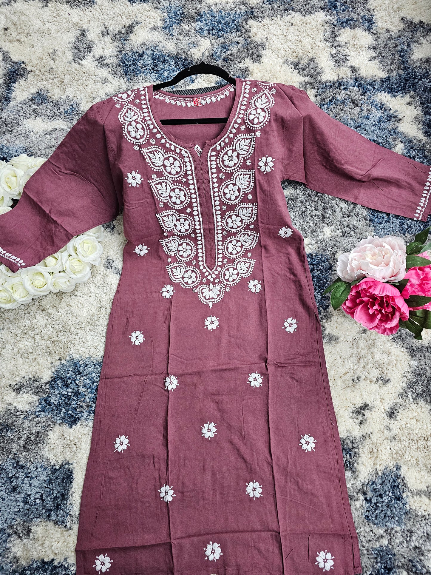 Rayon Lucknowi Chikan Kari Kurti Style 1