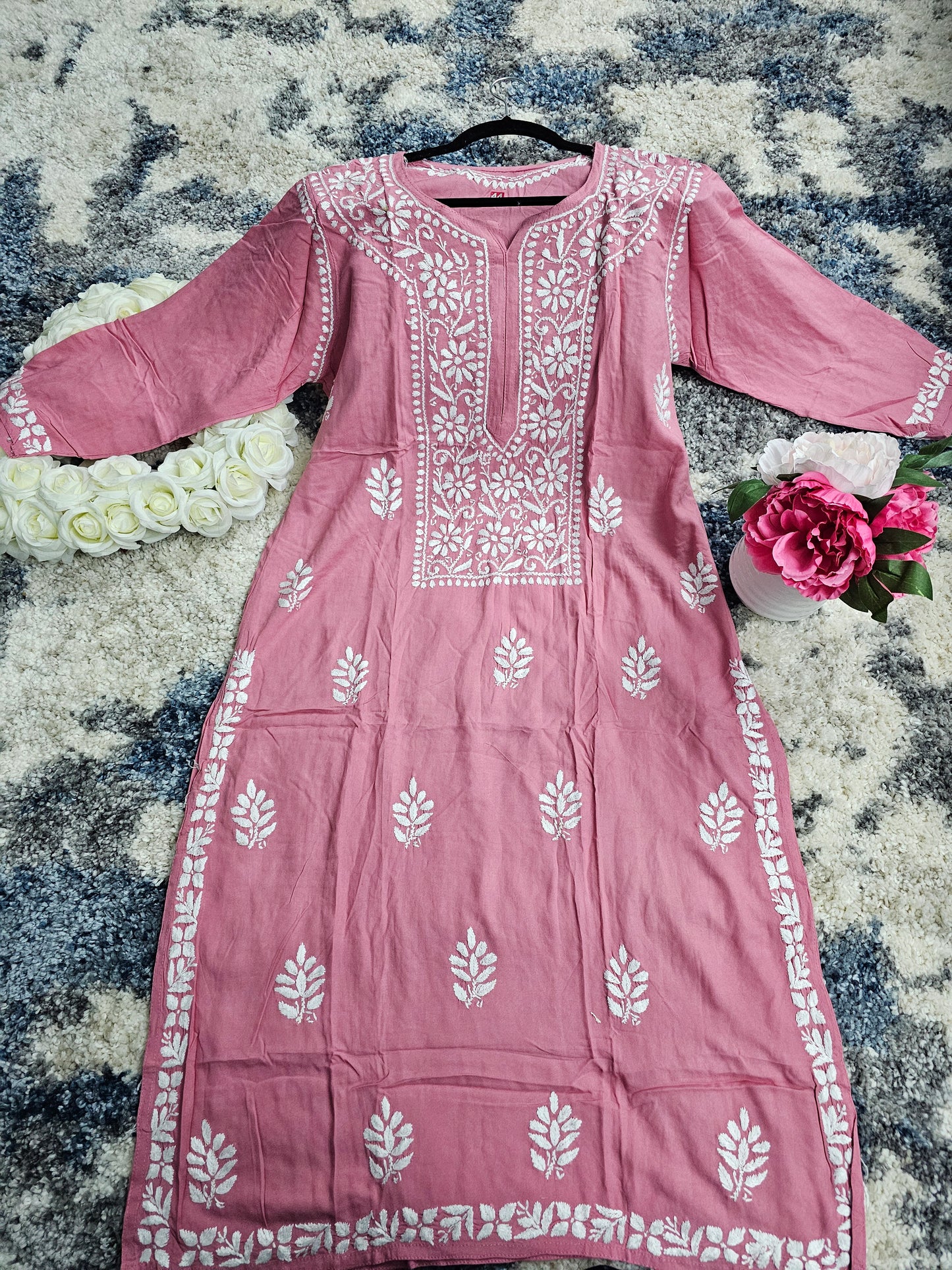 Rayon Lucknowi Chikan Kari Kurti Style 2