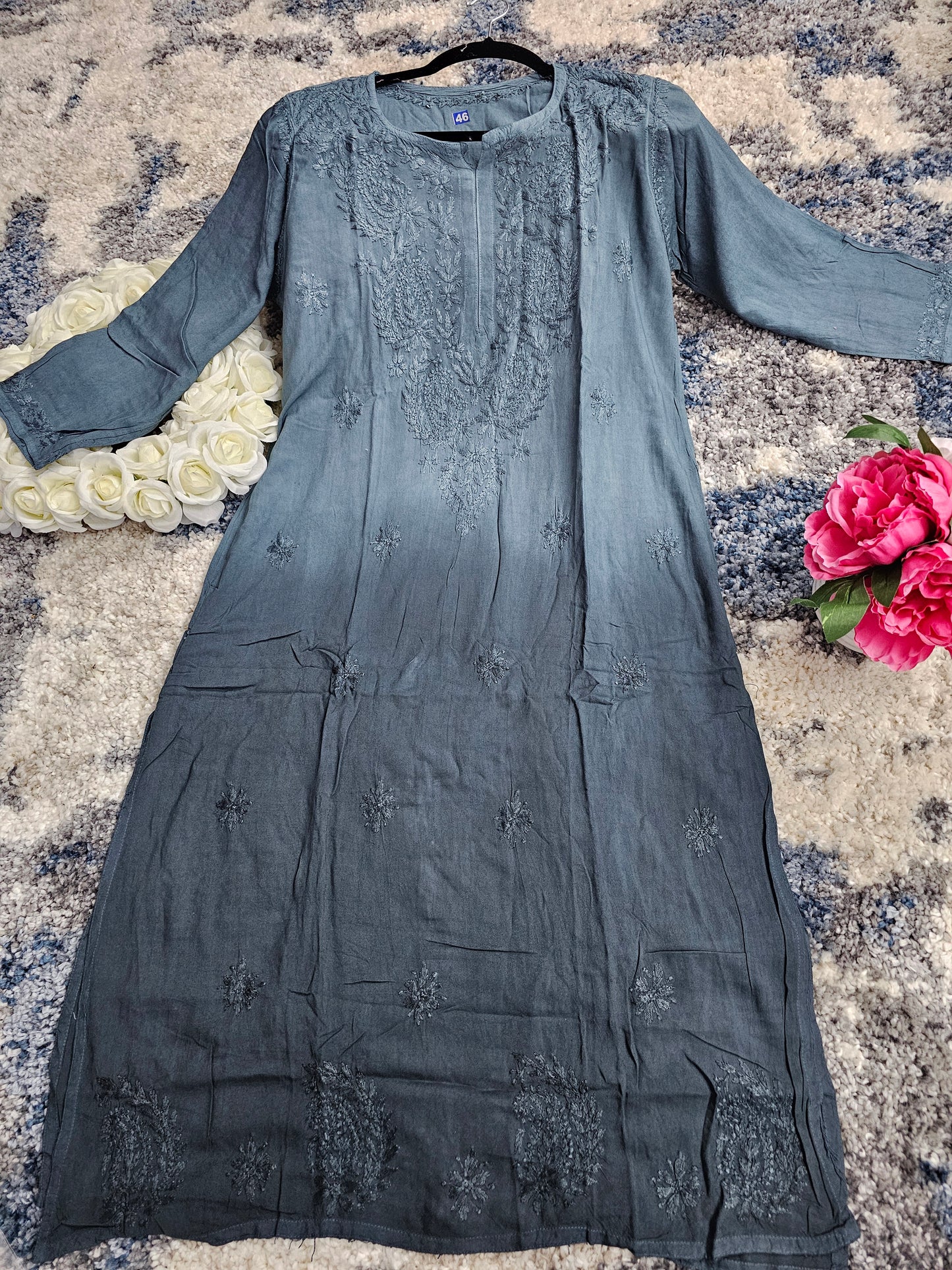 Rayon Lucknowi Chikan Kari Kurti Style 2