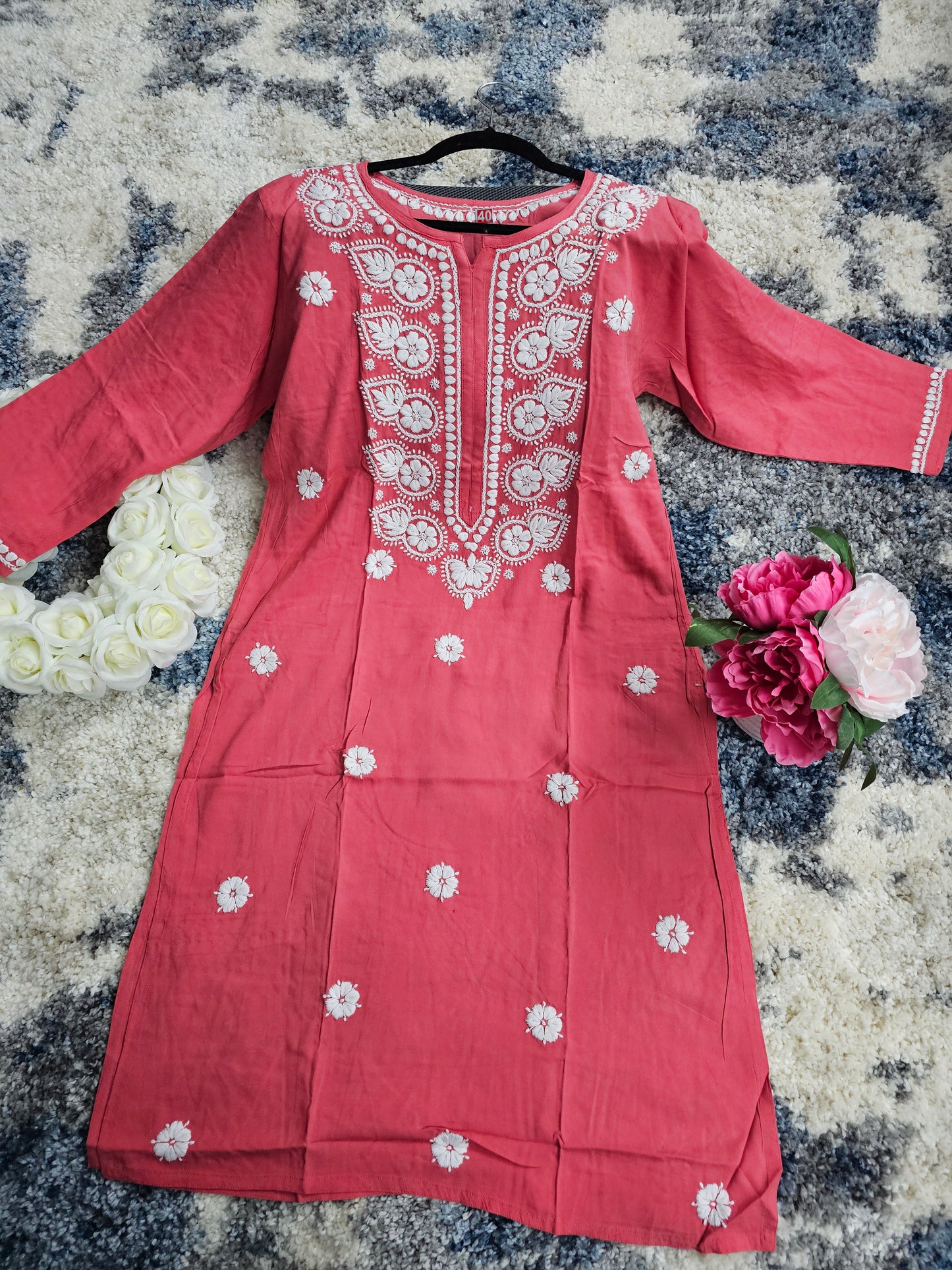 Rayon Lucknowi Chikan Kari Kurti Style 1