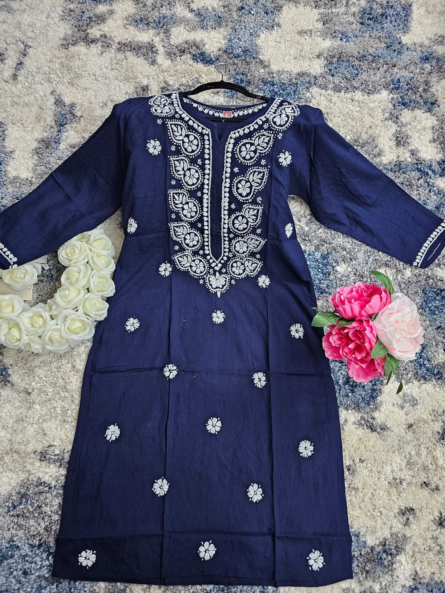 Rayon Lucknowi Chikan Kari Kurti Style 1