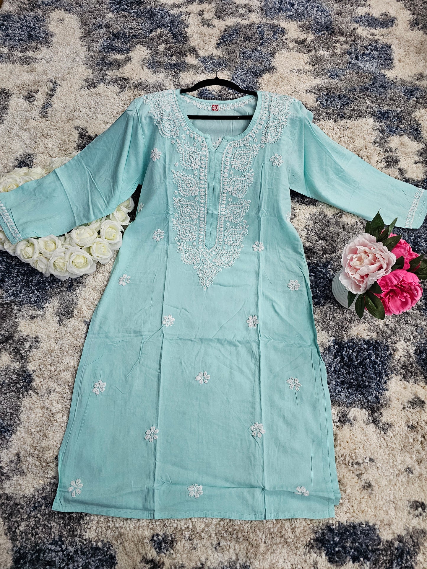 Rayon Lucknowi Chikan Kari Kurti Style 1