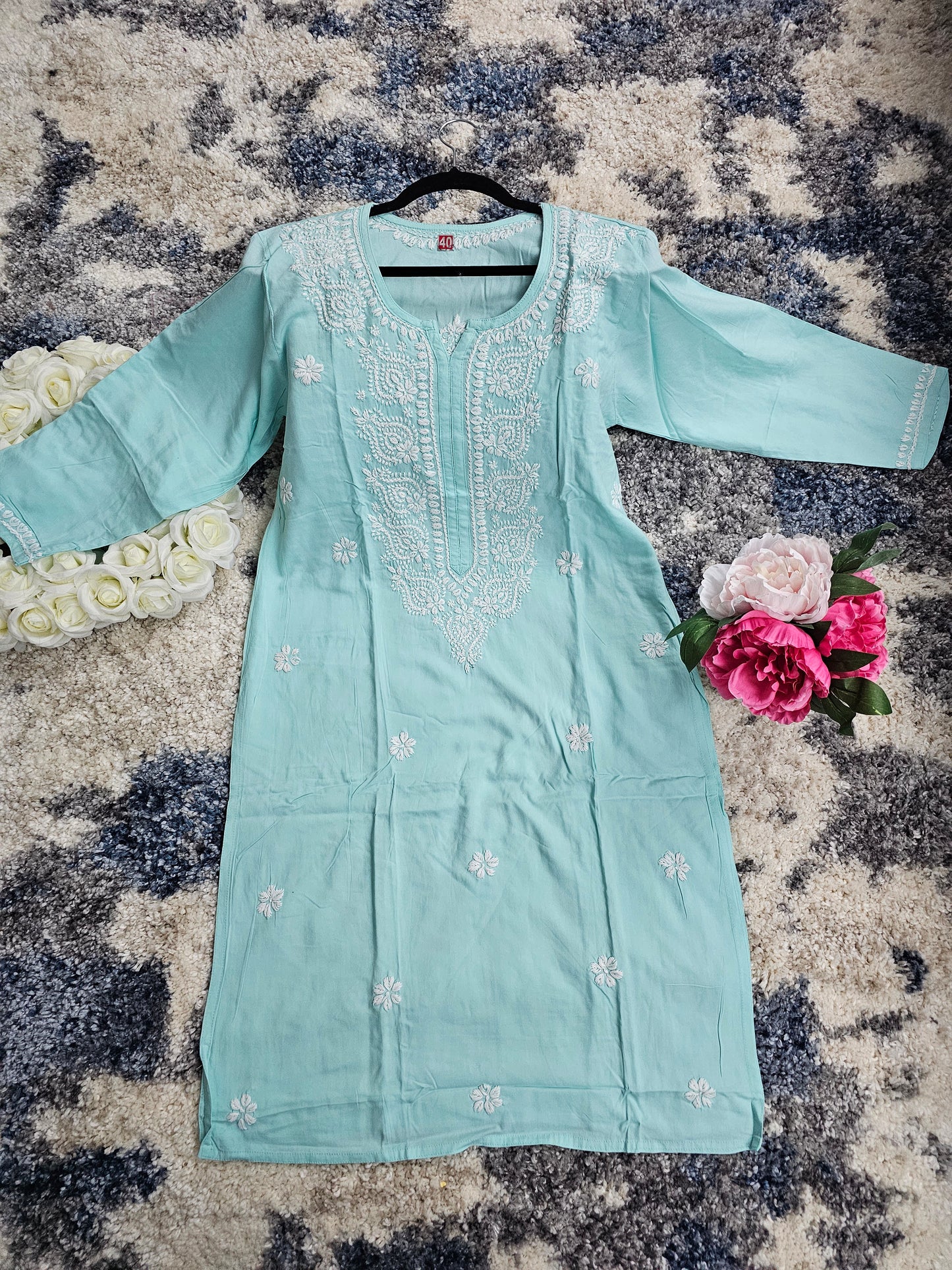 Rayon Lucknowi Chikan Kari Kurti Style 1