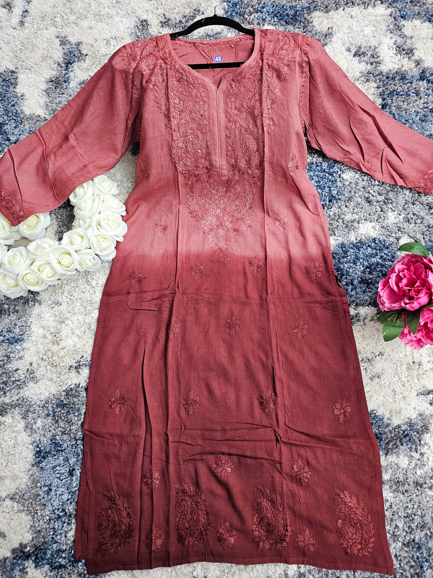 Rayon Lucknowi Chikan Kari Kurti Style 2