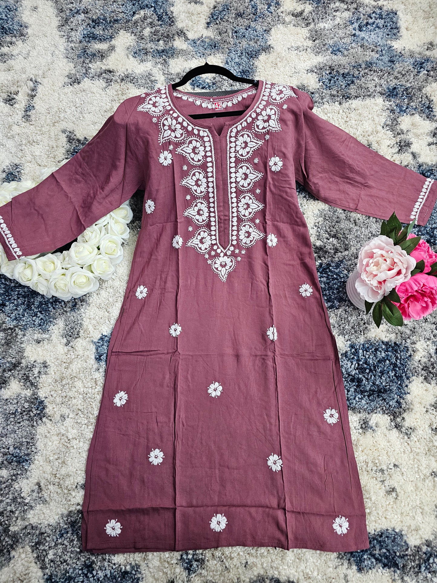 Rayon Lucknowi Chikan Kari Kurti Style 1