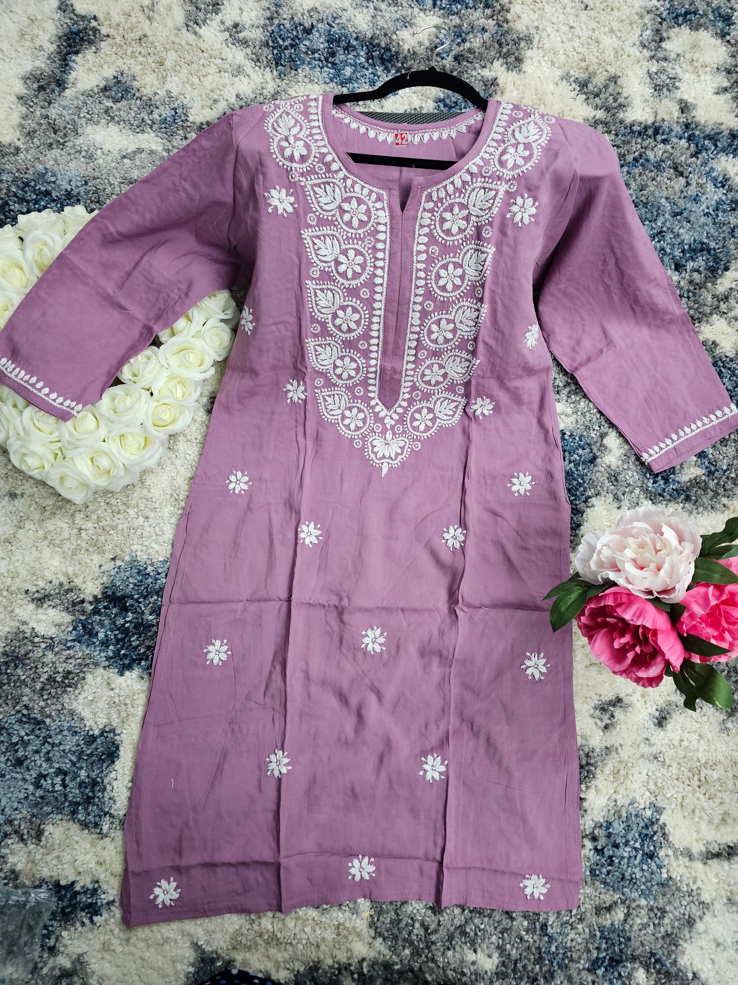 Rayon Lucknowi Chikan Kari Kurti Style 1