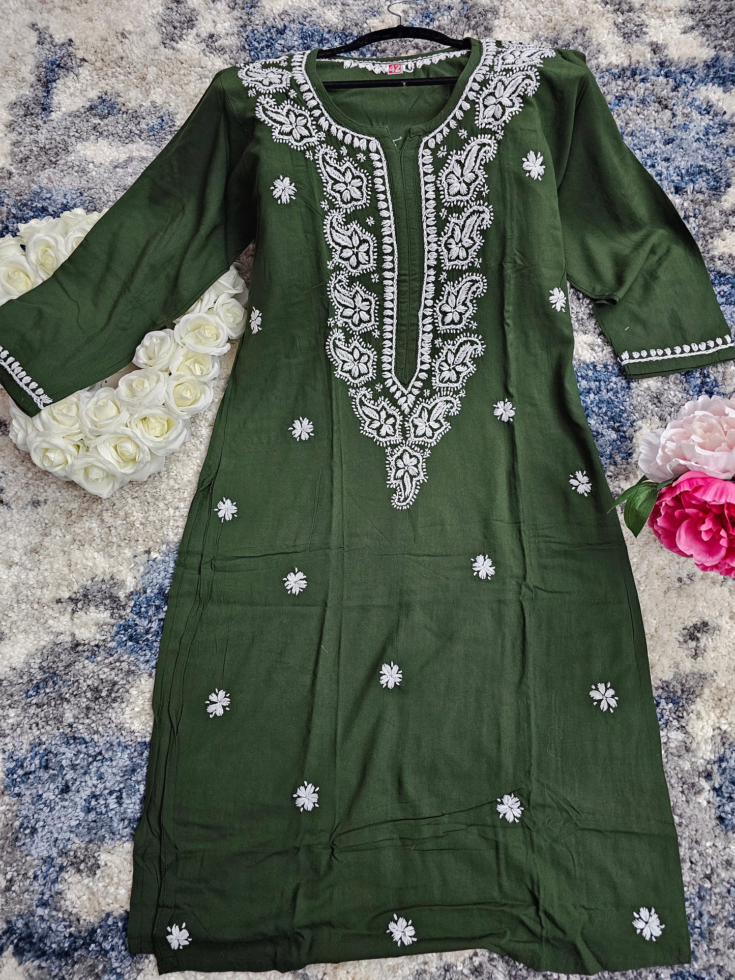 Rayon Lucknowi Chikan Kari Kurti Style 1