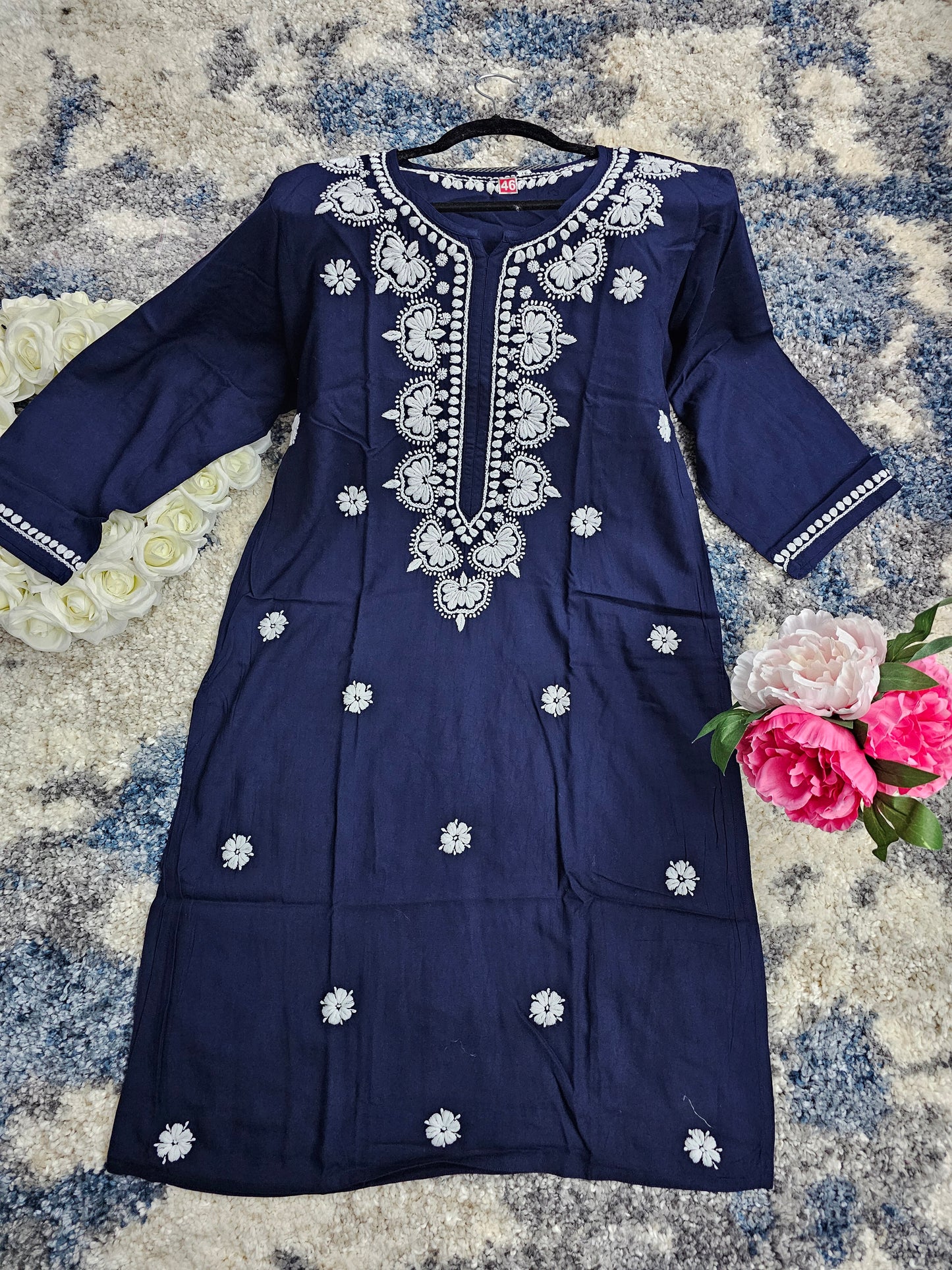 Rayon Lucknowi Chikan Kari Kurti Style 1