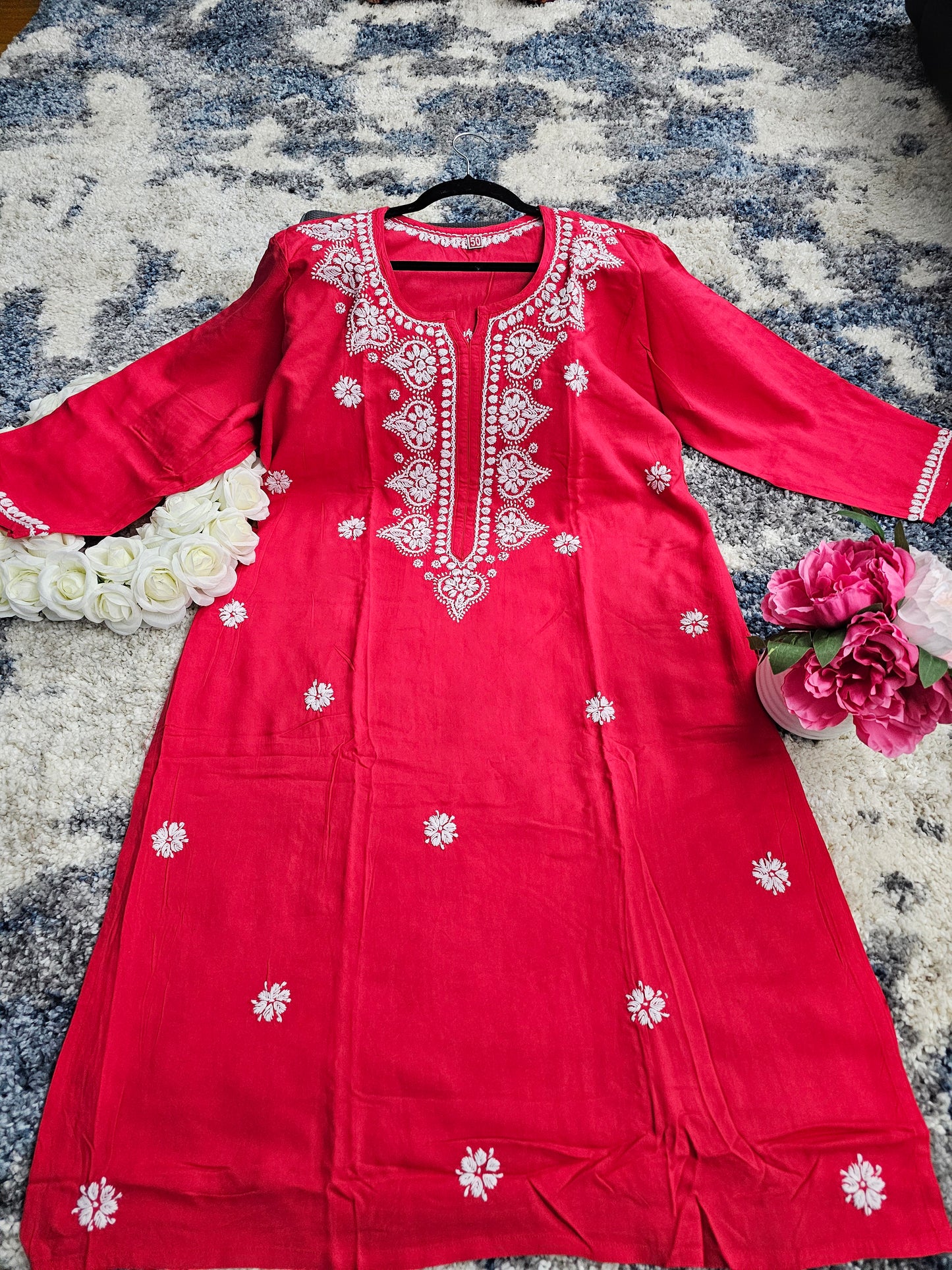 Rayon Lucknowi Chikan Kari Kurti Style 2