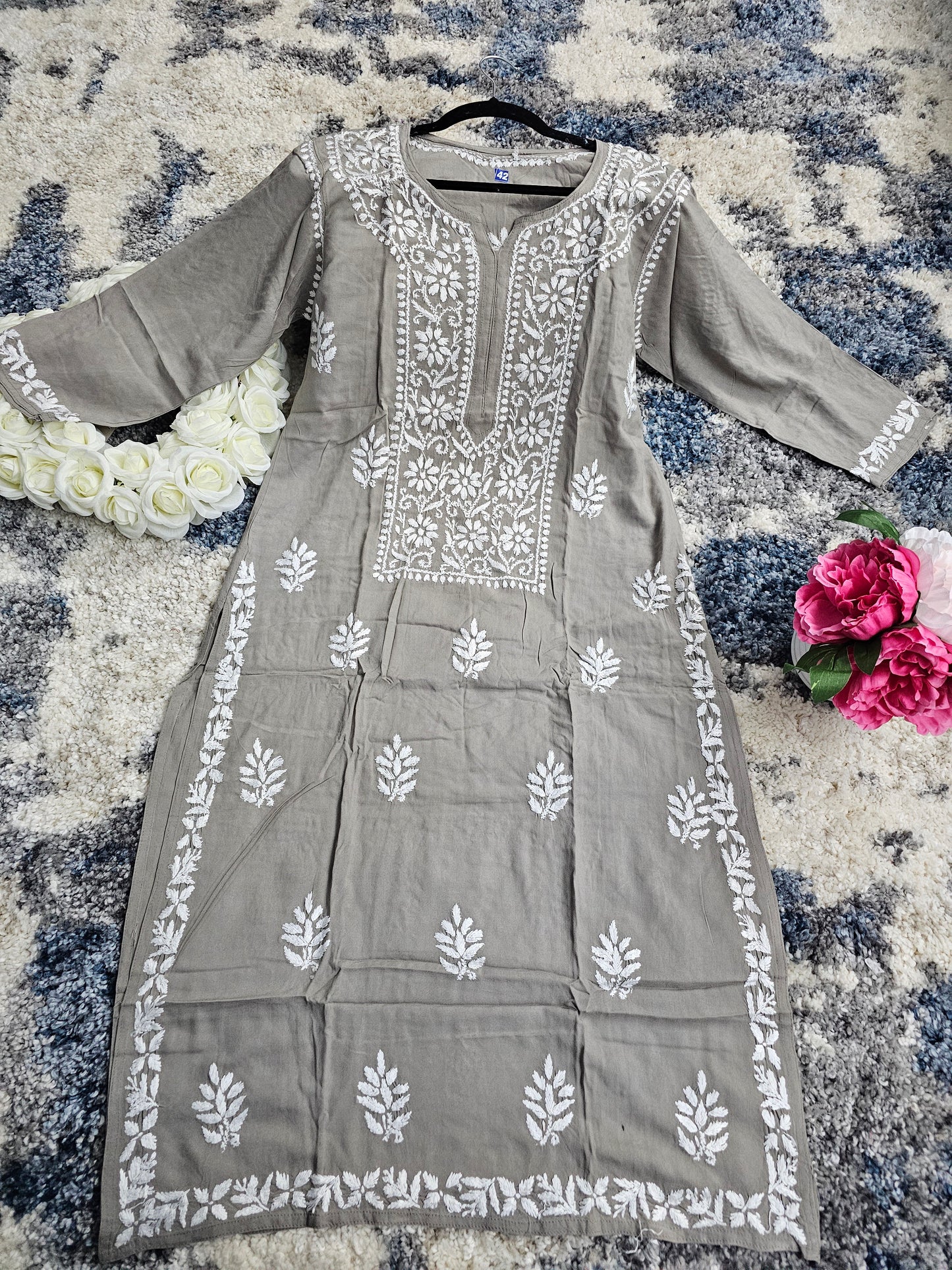 Rayon Lucknowi Chikan Kari Kurti Style 2